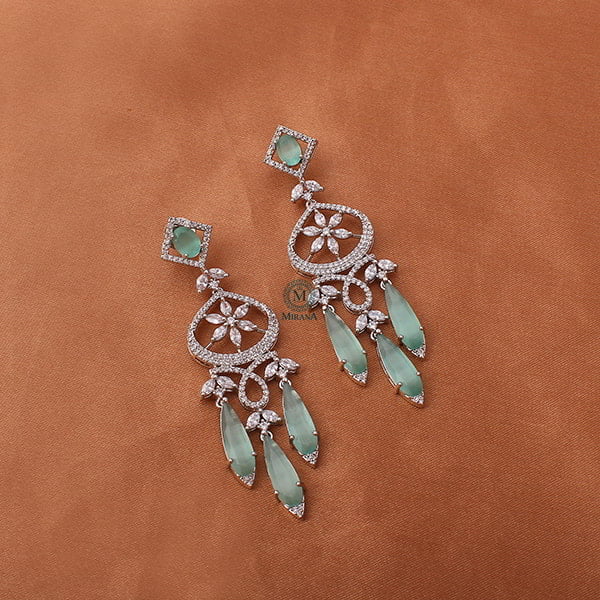 Hanna Pastel Green CZ Designer Earrings