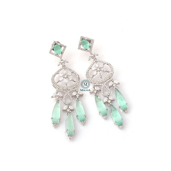 Hanna Pastel Green CZ Designer Earrings