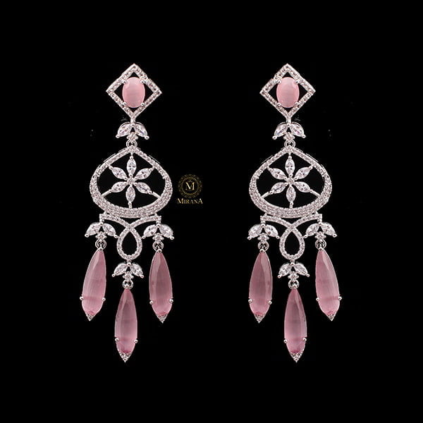 Hanna Pastel Pink CZ Designer Earrings