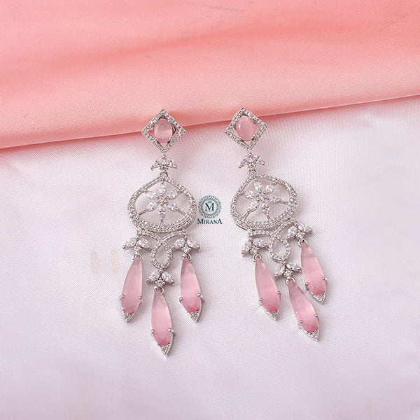 Hanna Pastel Pink CZ Designer Earrings