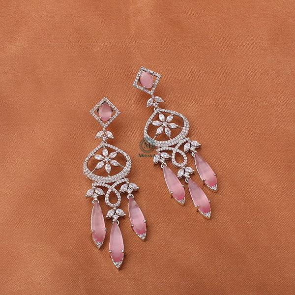 Hanna Pastel Pink CZ Designer Earrings