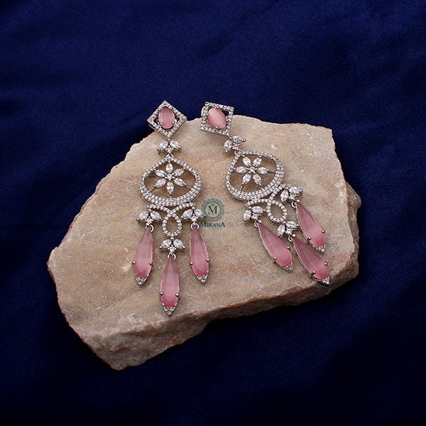 Hanna Pastel Pink CZ Designer Earrings