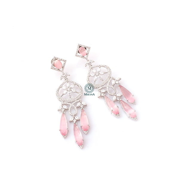 Hanna Pastel Pink CZ Designer Earrings