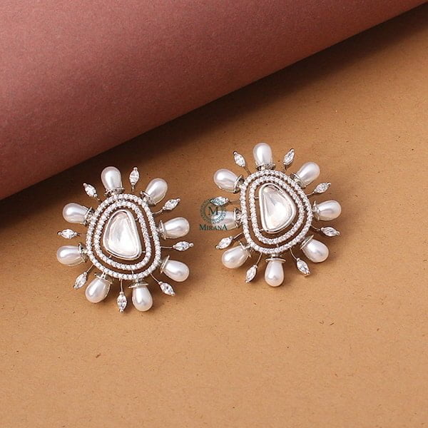 Tanusha Pearl Polki Studs