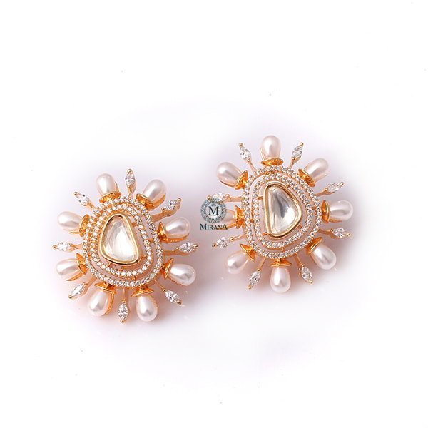 Tanusha Pearl Polki Studs