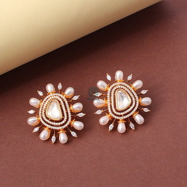 Tanusha Pearl Polki Studs