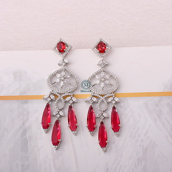 Hanna Ruby CZ Designer Earrings