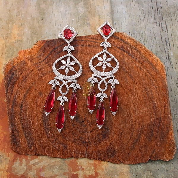 Hanna Ruby CZ Designer Earrings