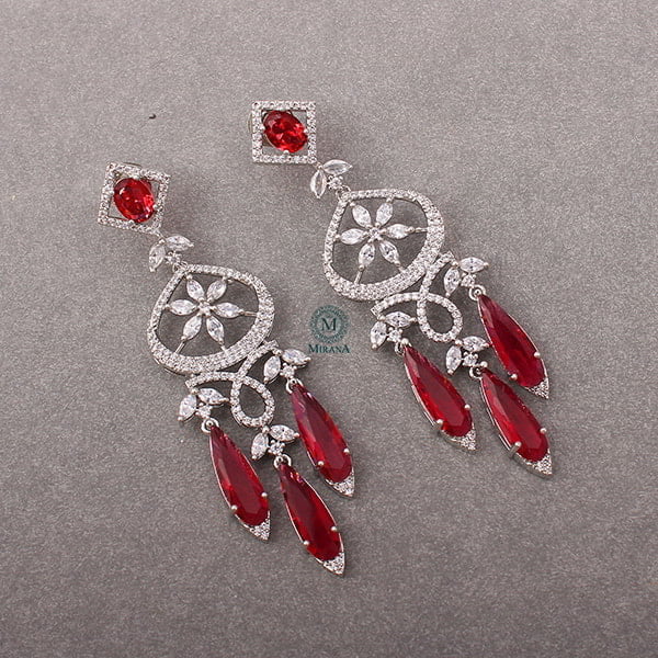 Hanna Ruby CZ Designer Earrings