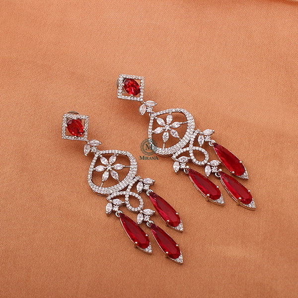 Hanna Ruby CZ Designer Earrings