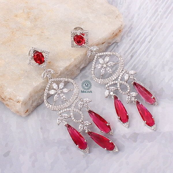 Hanna Ruby CZ Designer Earrings