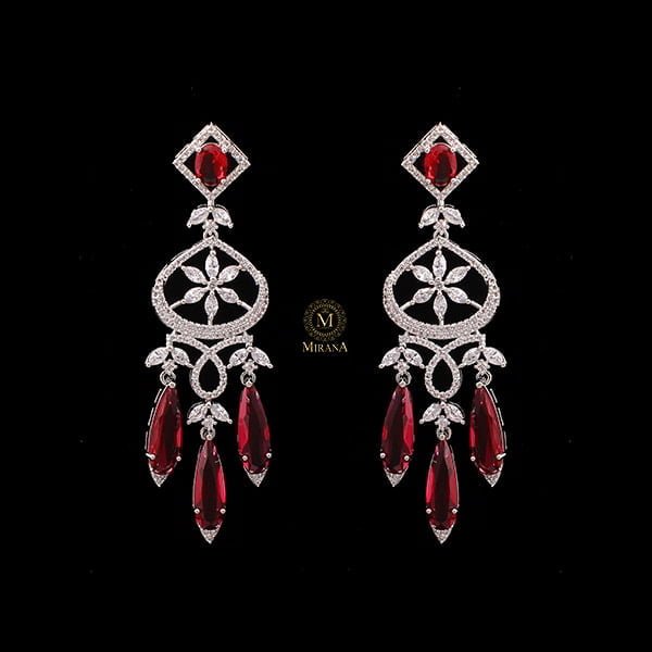 Hanna Ruby CZ Designer Earrings