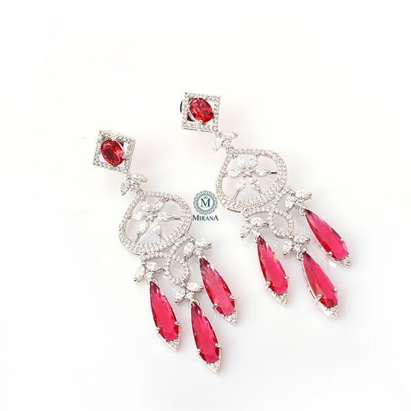 Hanna Ruby CZ Designer Earrings