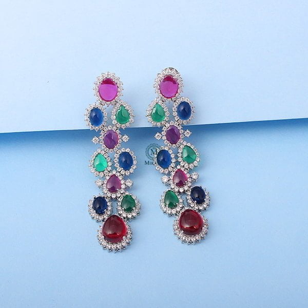 Daisy Trio Colour Long Designer Earrings