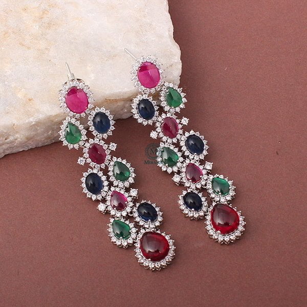 Daisy Trio Colour Long Designer Earrings
