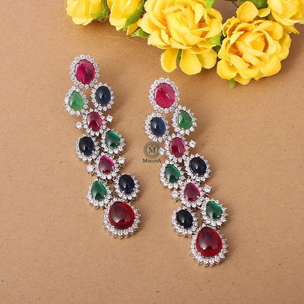 Daisy Trio Colour Long Designer Earrings
