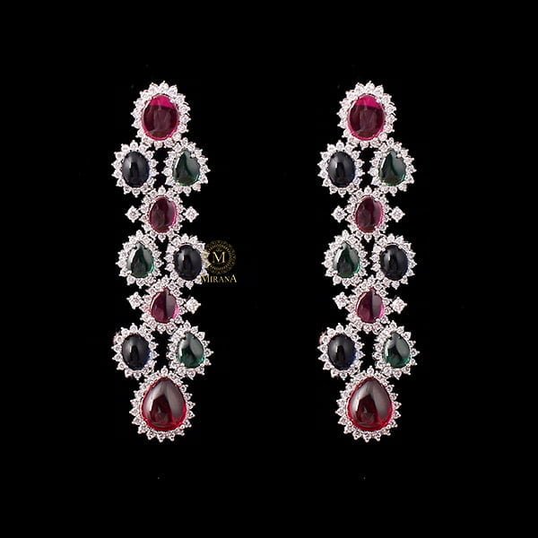 Daisy Trio Colour Long Designer Earrings
