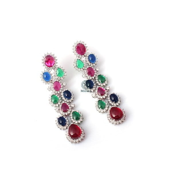 Daisy Trio Colour Long Designer Earrings