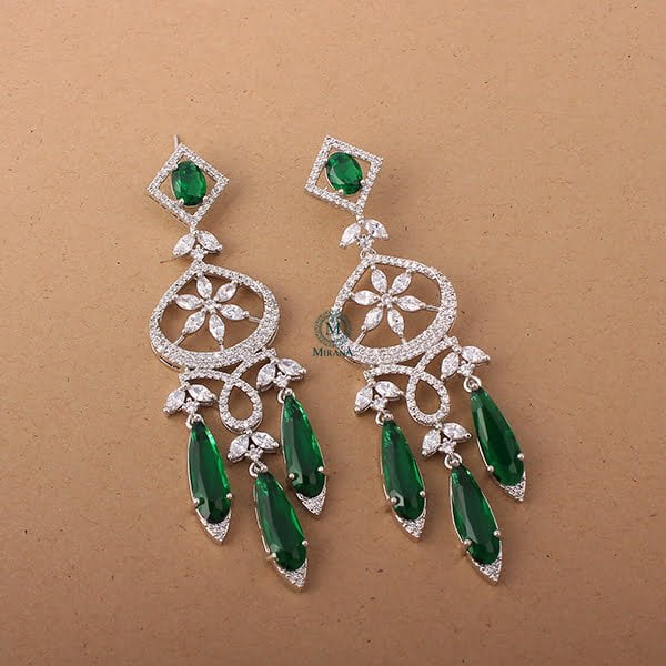 Hanna Emerald Green CZ Designer Earrings