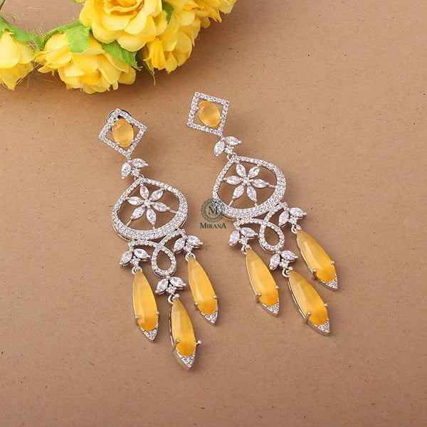 Hanna Yellow CZ Designer Earrings