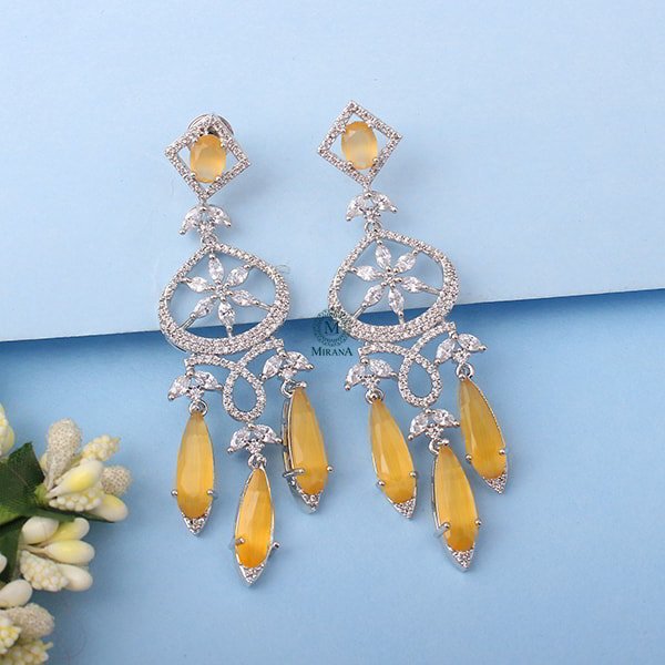 Hanna Yellow CZ Designer Earrings