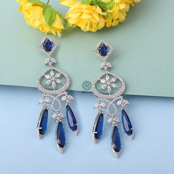 Hanna Sapphire Blue CZ Designer Earrings