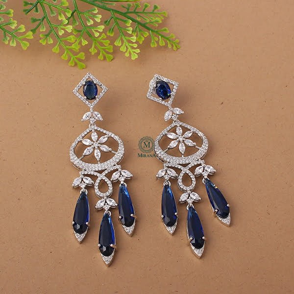Hanna Sapphire Blue CZ Designer Earrings