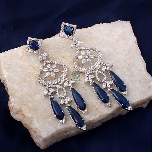 Hanna Sapphire Blue CZ Designer Earrings