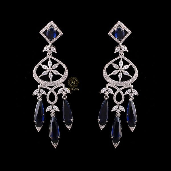 Hanna Sapphire Blue CZ Designer Earrings