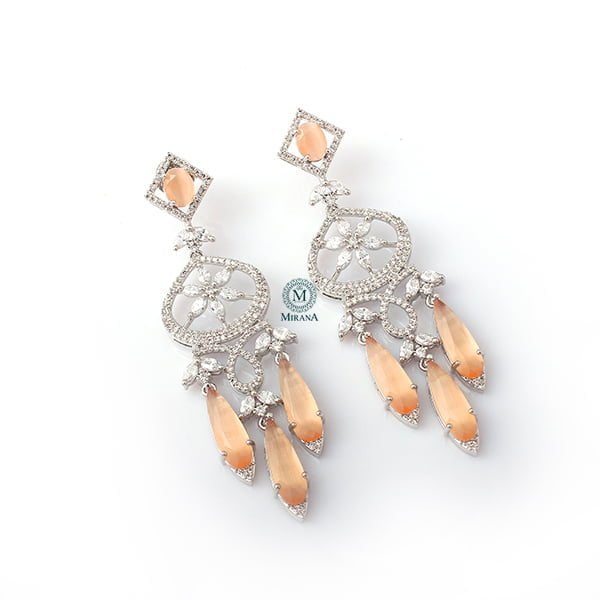 Hanna Champagne CZ Designer Earrings