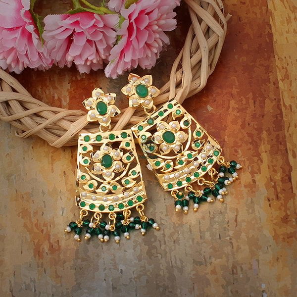 Rajwadi Green Coloured Earrings