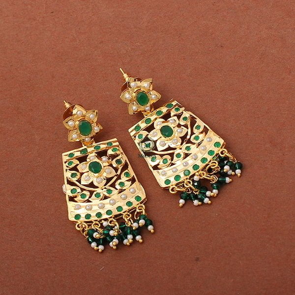 Rajwadi Green Coloured Earrings