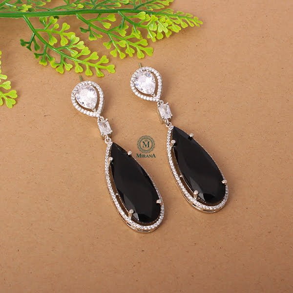 Elana Black CZ Designer Earrings