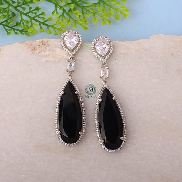 Elana Black CZ Designer Earrings