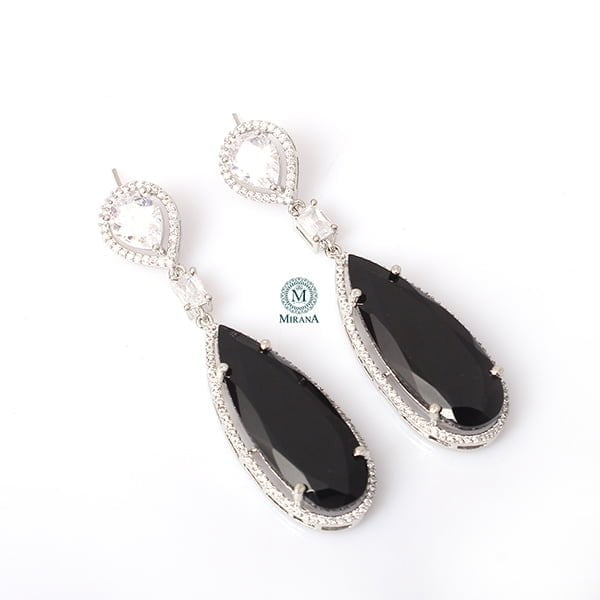 Elana Black CZ Designer Earrings