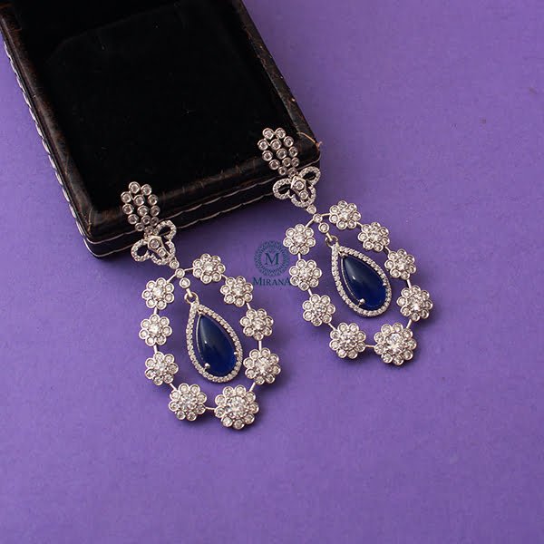 Kiera Blue CZ Designer Earrings