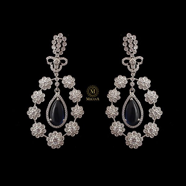 Kiera Blue CZ Designer Earrings