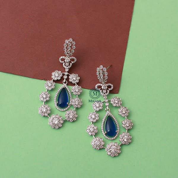 Kiera Blue CZ Designer Earrings