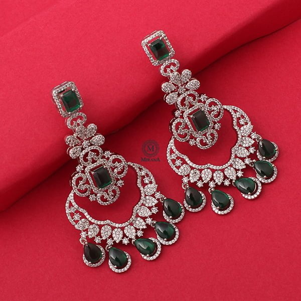 Florence Emerald Green CZ Designer Earrings