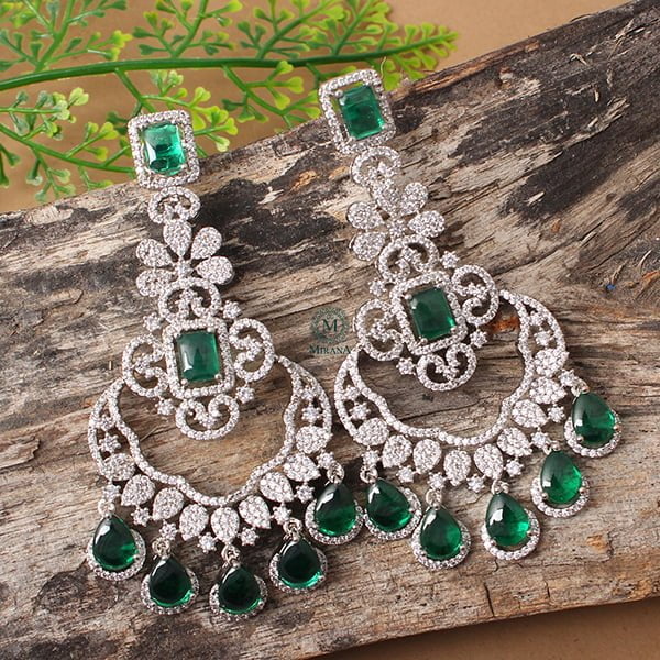 Florence Emerald Green CZ Designer Earrings
