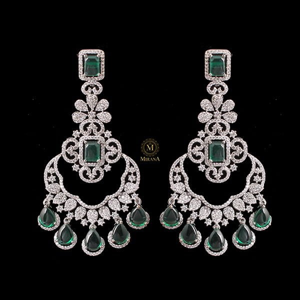 Florence Emerald Green CZ Designer Earrings