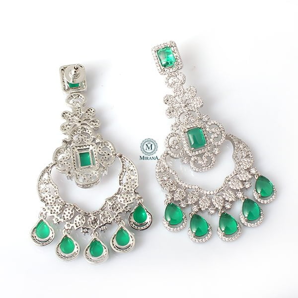 Florence Emerald Green CZ Designer Earrings