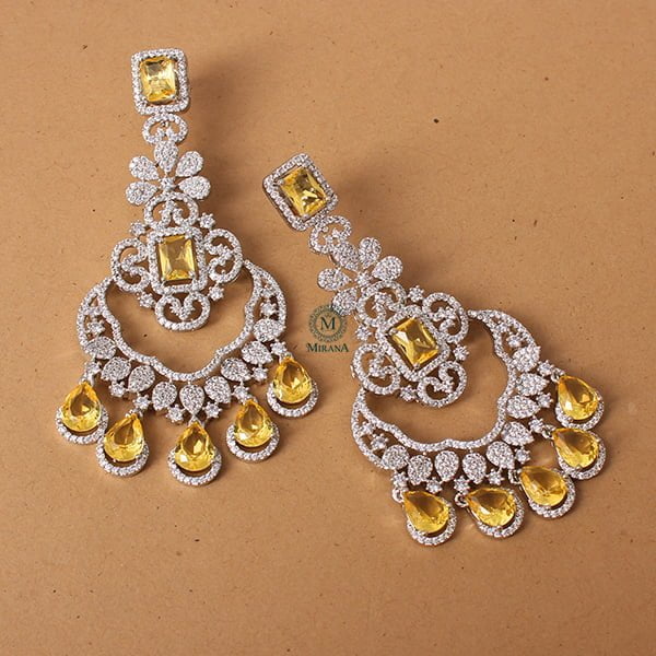 Florence Yellow Sapphire CZ Designer Earrings