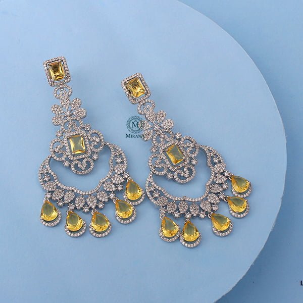 Florence Yellow Sapphire CZ Designer Earrings