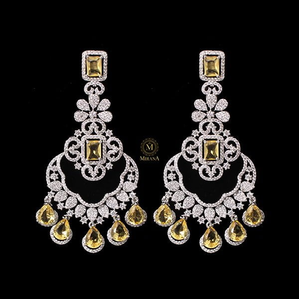 Florence Yellow Sapphire CZ Designer Earrings
