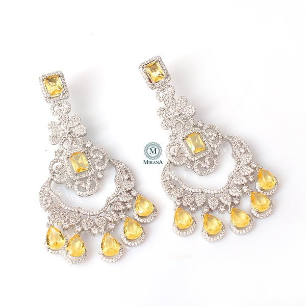 Florence Yellow Sapphire CZ Designer Earrings