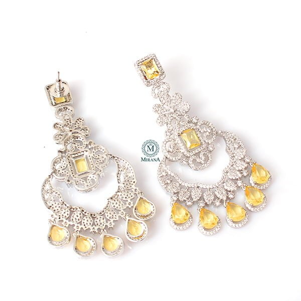 Florence Yellow Sapphire CZ Designer Earrings