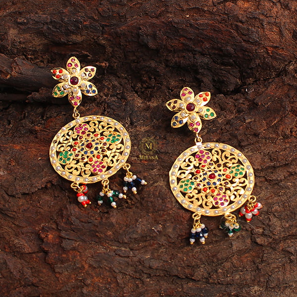 Rajwadi Multi Colour Jadau Earrings