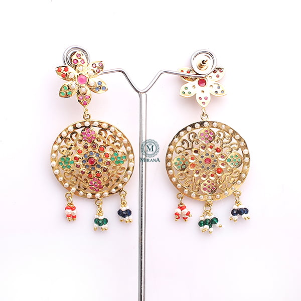 Rajwadi Multi Colour Jadau Earrings