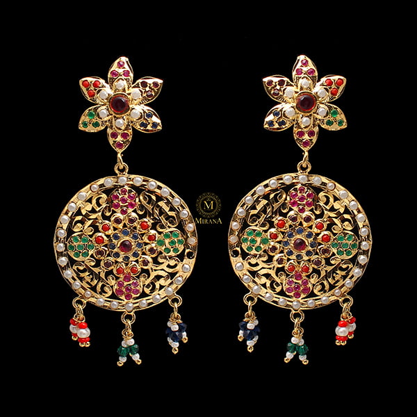 Rajwadi Multi Colour Jadau Earrings